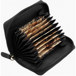 1642 Leather Zip Around Fan Style Credit Card Holder