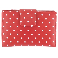 1642 Polka Medium Leather Flap Over Purse with Coin Pocket