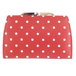 1642 Polka Slim Frame Clip Top Leather Coin Purse
