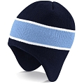 Beechfield Navy / Sky Blue Heavy Gauge Knitted Peru Winter Beanie Cap