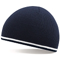 Beechfield French Navy / White Stripe Winter Beanie Cap