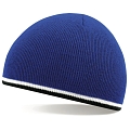 Beechfield Royal Blue / White / Black Stripe Winter Beanie Cap