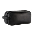 Global Traveller Genuine Leather Zip Top Wash Bag