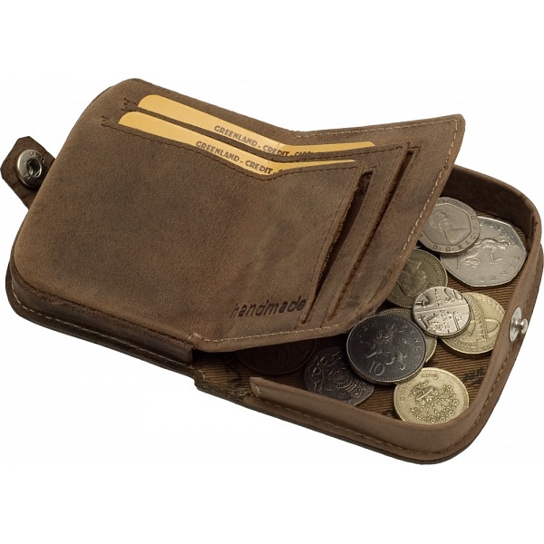 GreenLand Nature Leather Coin Tray Wallet / Purse / Pouch