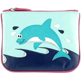 Harness Ocean Dolphin Applique Leather Coin Purse