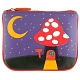 Harness Toadstool and Moon Applique Leather Coin Purse