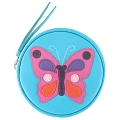 Harness Butterfly Applique Circular Leather Coin Purse