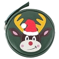 Harness Christmas Reindeer Applique Circular Leather Coin Purse