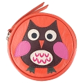 Harness Owl Applique Circular Leather Coin Purse