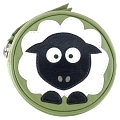Harness Sheep Applique Circular Leather Coin Purse