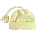 Spotty Dog Pastel Yellow Baby Fleece Tassel Bobble Hat / Winter Beanie Cap