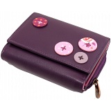 1642 Buttons Detail Medium Flap Over Leather Purse