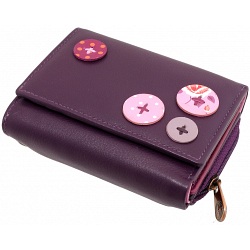 1642 Buttons Detail Medium Flap Over Leather Purse