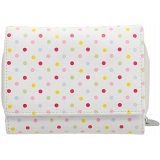 1642 Polka Small Leather Flap Over Purse with Coin Pocket (White)