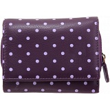 1642 Polka Small Leather Flap Over Purse with Coin Pocket (Purple)