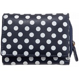 1642 Polka Small Leather Flap Over Purse with Coin Pocket (Navy)