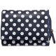 1642 Polka Small Leather Flap Over Purse with Coin Pocket (Navy)