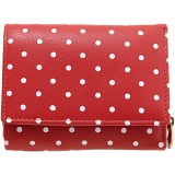 1642 Polka Small Leather Flap Over Purse with Coin Pocket (Red)