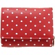 1642 Polka Small Leather Flap Over Purse with Coin Pocket (Red)