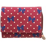 1642 Polka Small Leather Flap Over Purse with Coin Pocket (Bow Print)