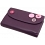 1642 Buttons Applique Large Flap Over Leather Tab Purse Purple