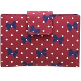 1642 Polka Medium Zip Around Leather Purse (Bow Print)