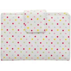 1642 Polka Medium Zip Around Leather Purse (White)
