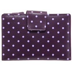1642 Polka Medium Zip Around Leather Purse (Purple)