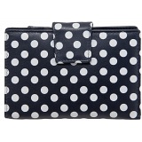1642 Polka Medium Zip Around Leather Purse (Navy)