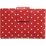 1642 Polka Medium Zip Around Leather Purse (Red)