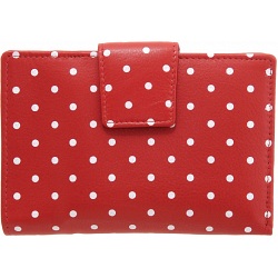 1642 Polka Medium Zip Around Leather Purse (Red)