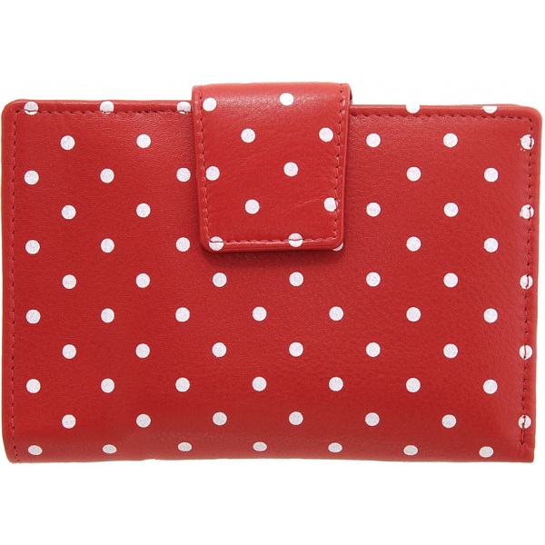 1642 Polka Medium Zip Around Leather Purse (Red)