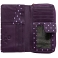 1642 Polka Dots Large Zip Around Leather Purse (Purple)