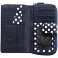 1642 Polka Dots Large Zip Around Leather Purse (Navy)