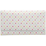 1642 Polka Dots Large Flap Over Leather Purse (White)