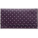 1642 Polka Dots Large Flap Over Leather Purse (Purple)