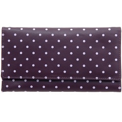 1642 Polka Dots Large Flap Over Leather Purse (Purple)
