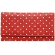 1642 Polka Dots Large Flap Over Leather Purse (Red)