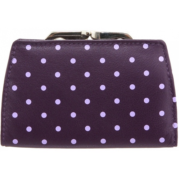 1642 Polka Slim Frame Clip Top Leather Coin Purse