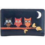 1642 Owl Applique Zip Around Leather Purse
