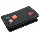 1642 Buttons Applique Large Flap Over Leather Purse