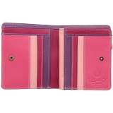 1642 Multi Colour Small Zip Around Leather Purse (Pink)