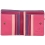 1642 Multi Colour Small Zip Around Leather Purse Pink / Multi Colour