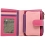 1642 Multi Colour Medium Zip Around Leather Tab Purse Pink / Multi Colour