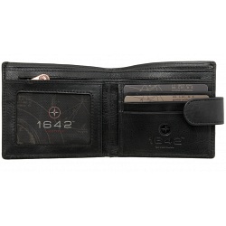 1642 Leather Two Fold Notecase Wallet with Zipped Note Section