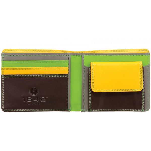 1642 Multi Colour Two Fold Leather Wallet with Coin Pocket (Brown)