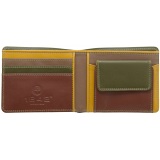 1642 Multi Colour Two Fold Leather Wallet with Coin Pocket