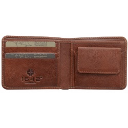 1642 Vachetta Two Fold Mens Leather Wallet with Coin Pocket
