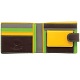 1642 Multi Colour Two Fold Leather Wallet with Coin Pocket and Tab (Brown)
