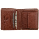 1642 Vachetta Two Fold Mens Vertical Leather Wallet with Coin Pocket